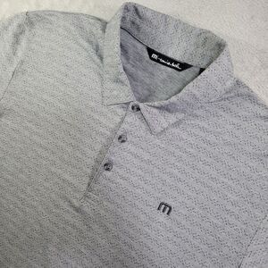 Travis Mathew Polo Shirt Mens 2XL Gray Geometric Golf Performance Stretch Jersey